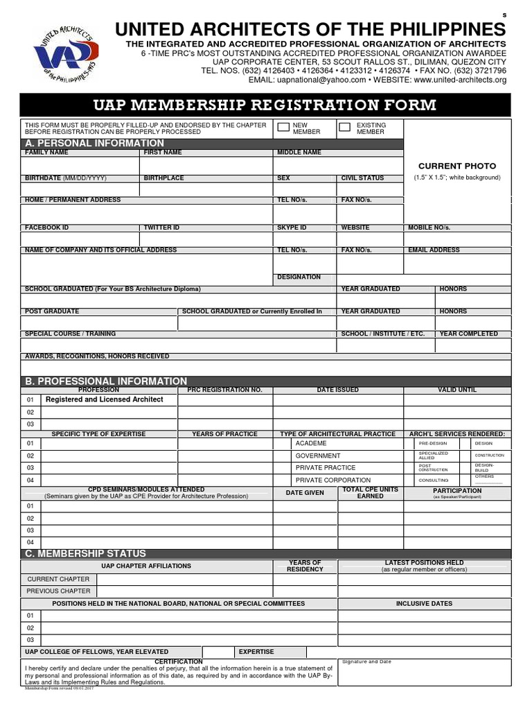 UAP Membership Registration Form | PDF | Mindanao | Metro Manila