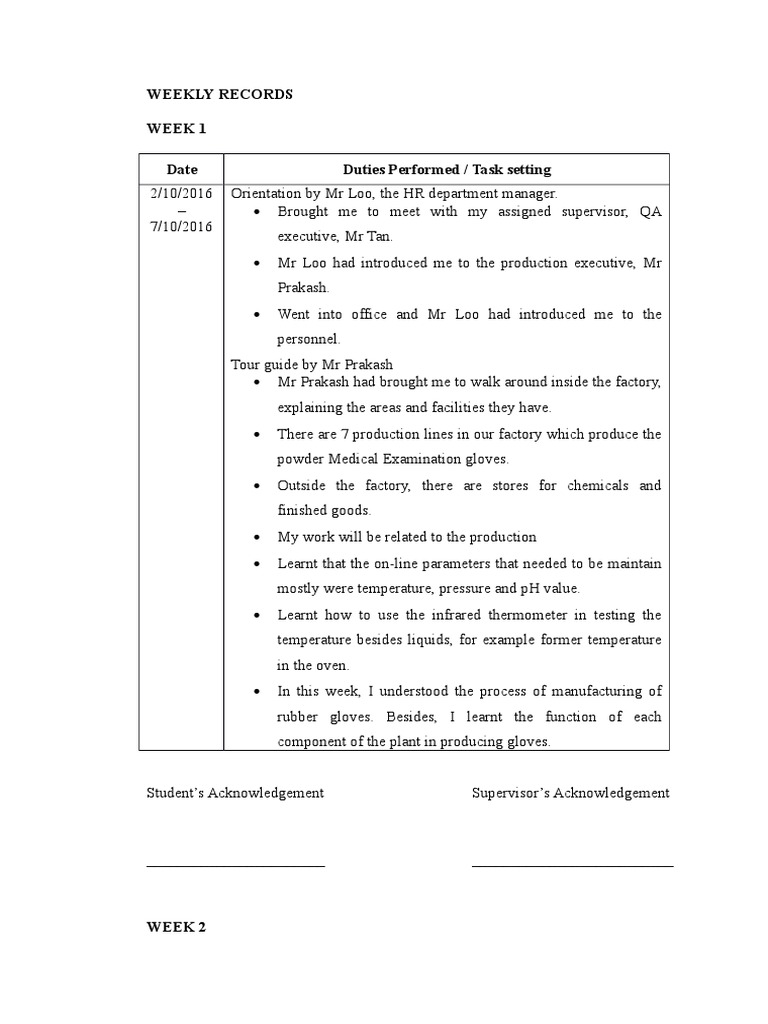 Weekly Factory Internship Reports | PDF | Audit | Iso 9000