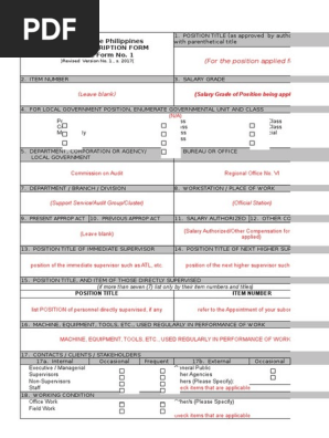 360622386 DBM CSC Form No 1 Position Description Forms Revised 2017 Sample