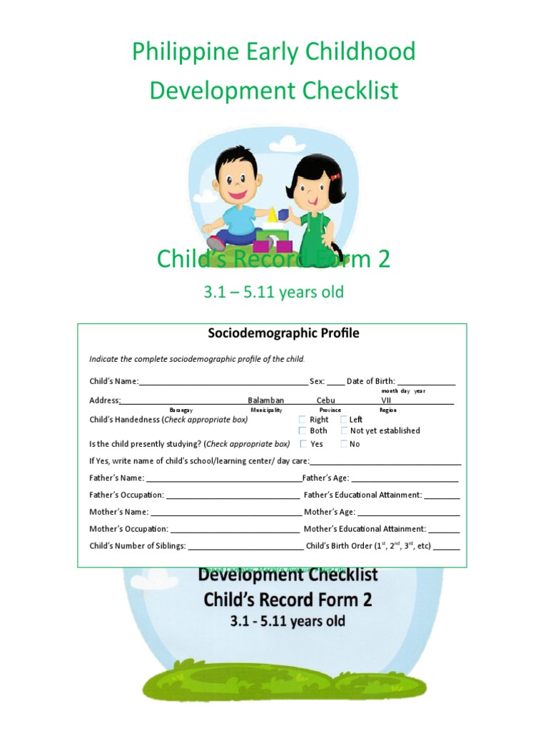 Philippine Early Childhood Development Form | PDF