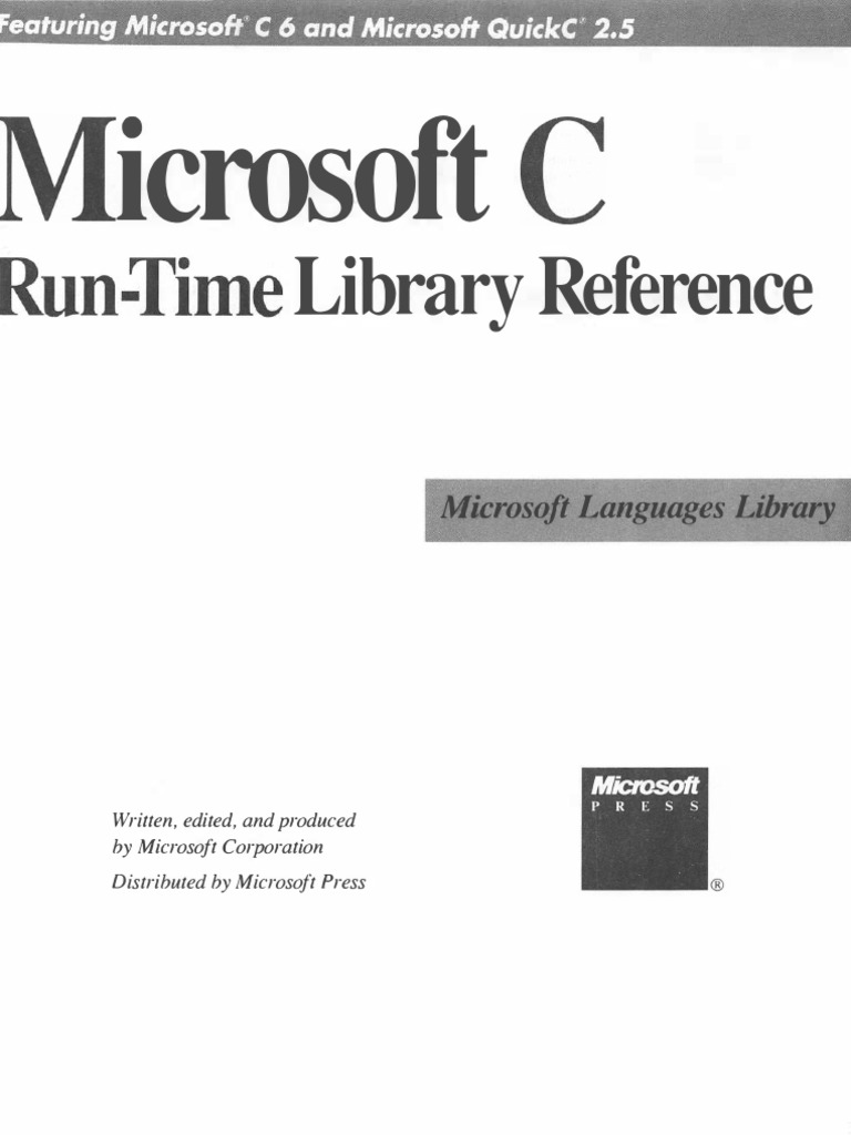 Microsoft C RunTime Library Reference | C (Programming Language