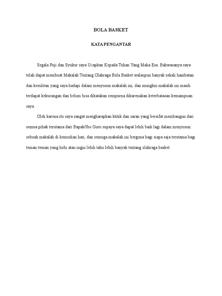 Kata Blog Kata Pengantar Makalah Olahraga Bola Basket