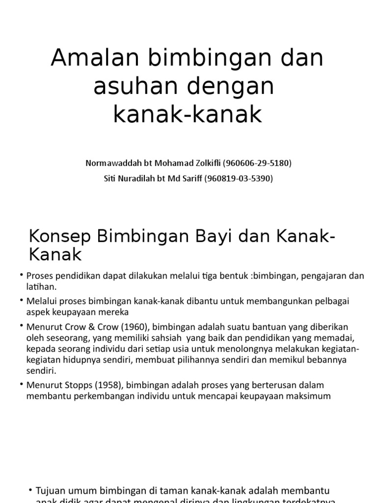 Konsep Asuhan Bayi Dan Kanak Kanak