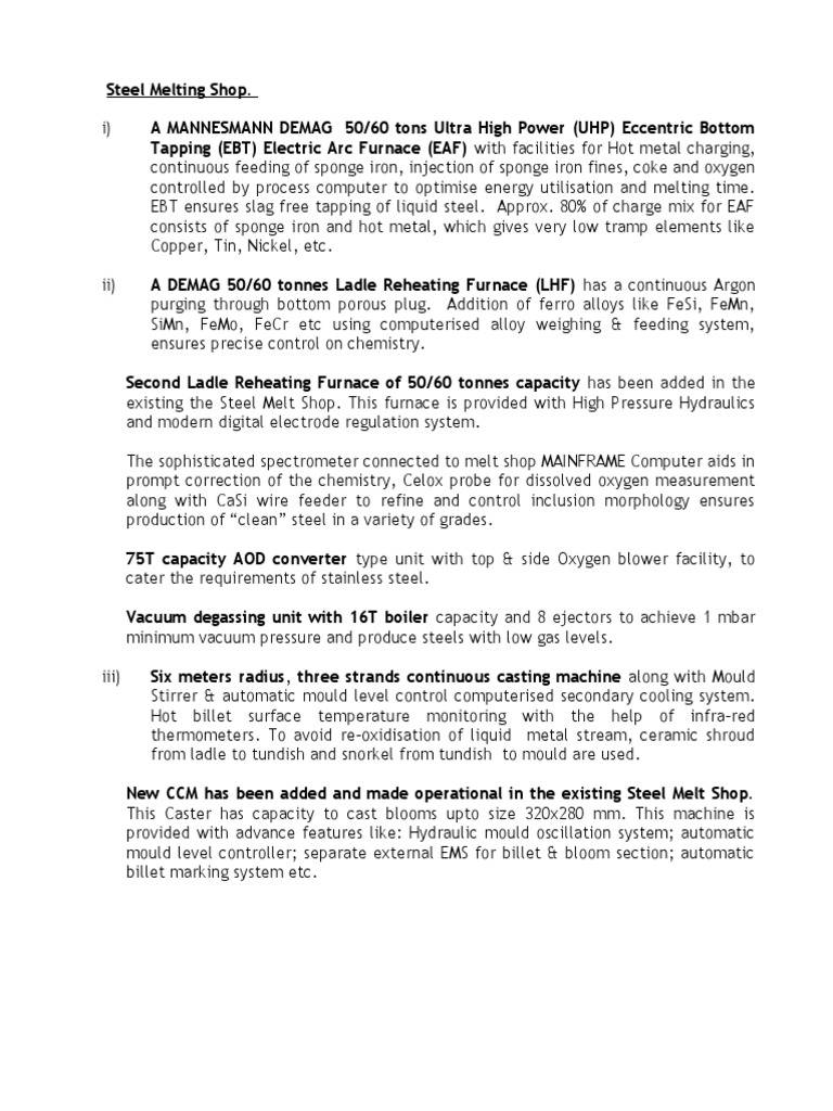 Sms Process | PDF | Steel | Metals