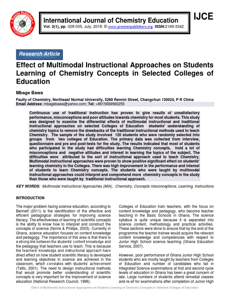 Effect of Multimodal Instructional Approaches On Students Learning of ...