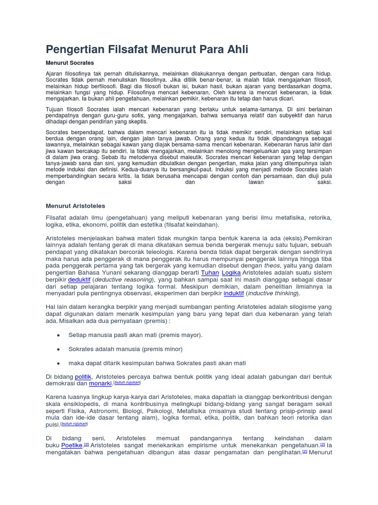Pengertian Filsafat Menurut para Ahli PDF