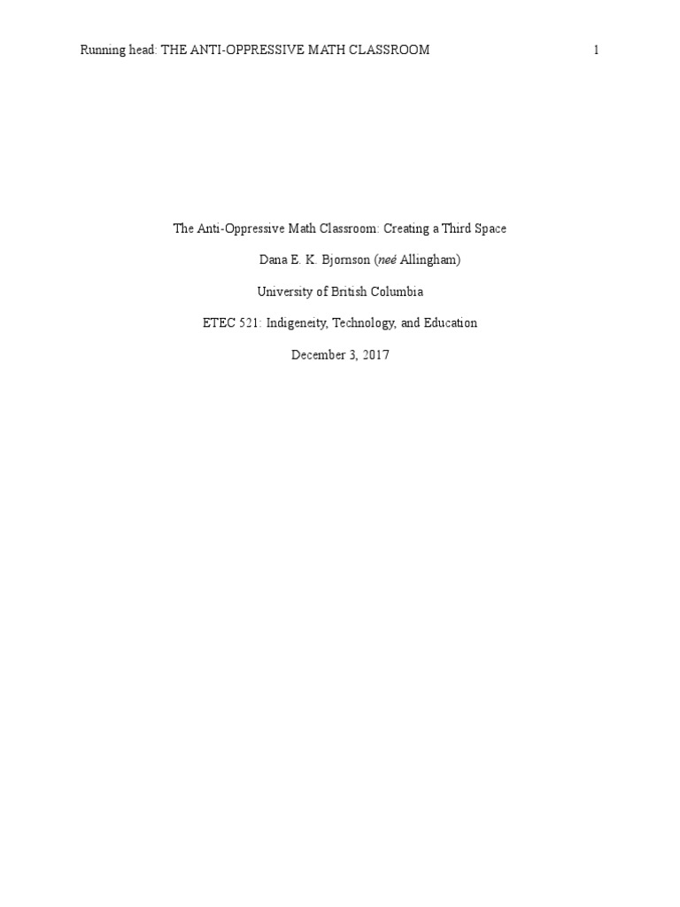 Anti-Oppressive Math Education Strategies | PDF | Homework | Teachers
