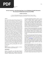 Download Eysenbach 2010 Medinfo - 10 years experience with open access publishing - the Journal of Medical Internet Research by Gunther Eysenbach SN38340313 doc pdf
