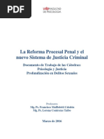 Documento de Trabajo Sobre La Reforma Procesal Penal (Área Psicojurídica UDP_2016)