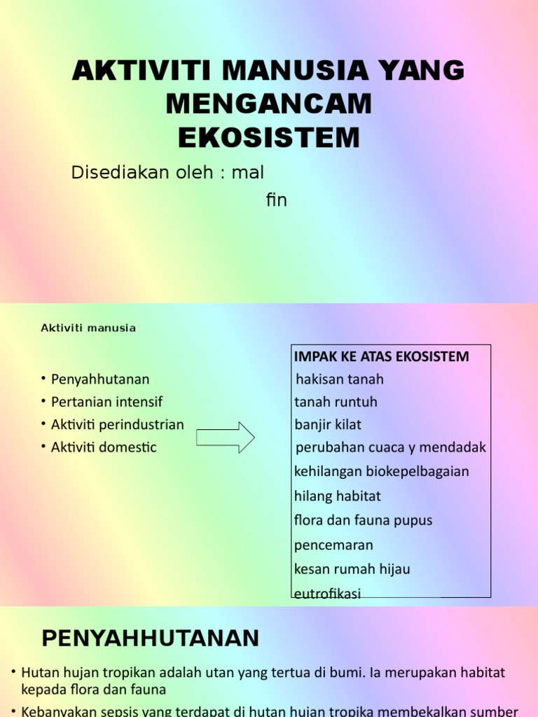 Aktiviti Manusia Yang Mengancam Ekosistem Pdf