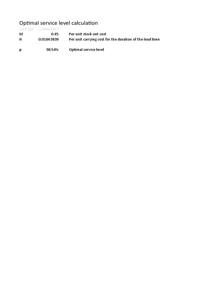 Service Level Formula | PDF