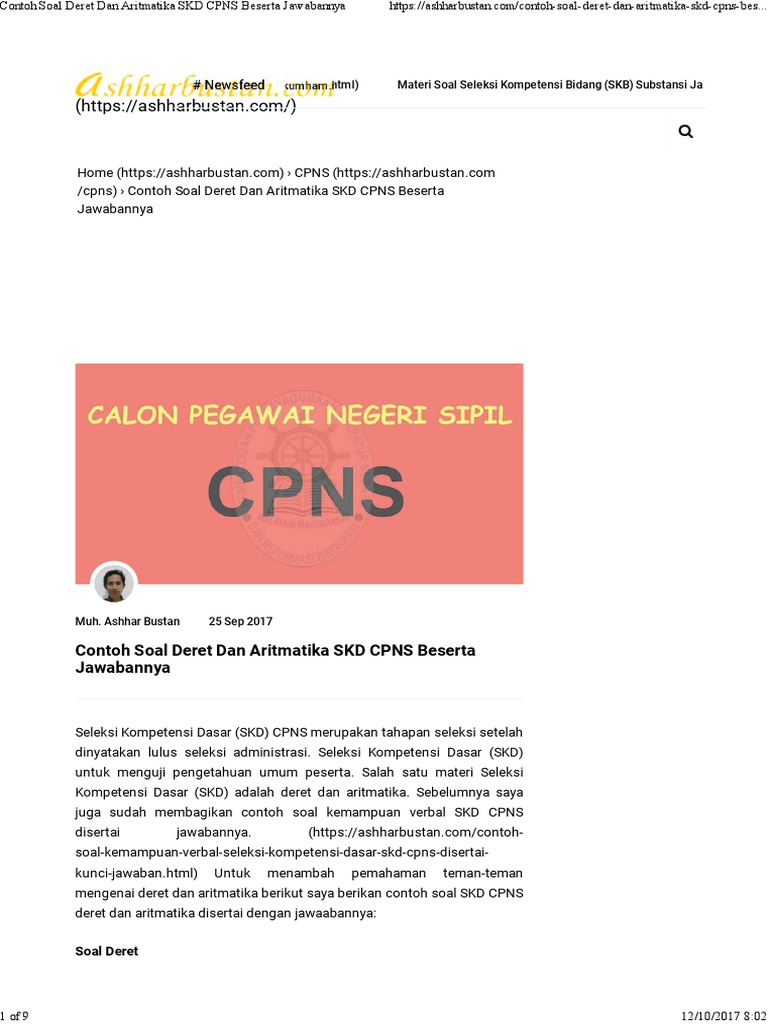 Contoh Soal Deret Dan Aritmatika SKD CPNS Beserta Jawabannya Contoh Soal Deret Dan Aritmatika SKD CPNS Beserta Jawabannya