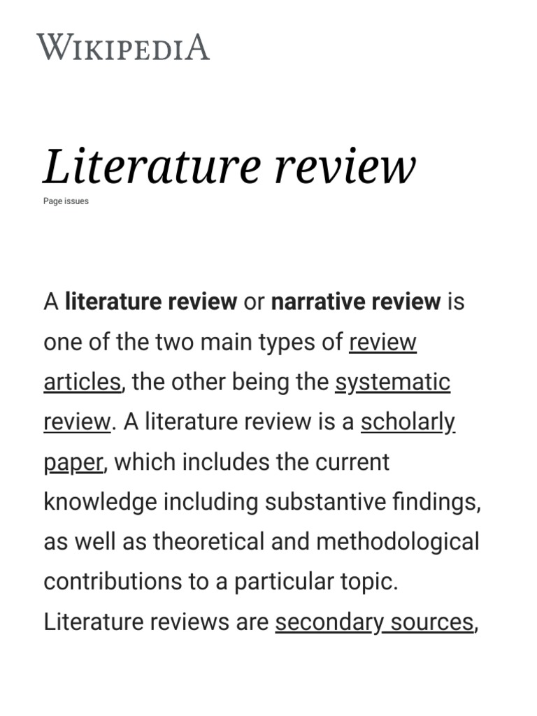 literature review in wikipedia