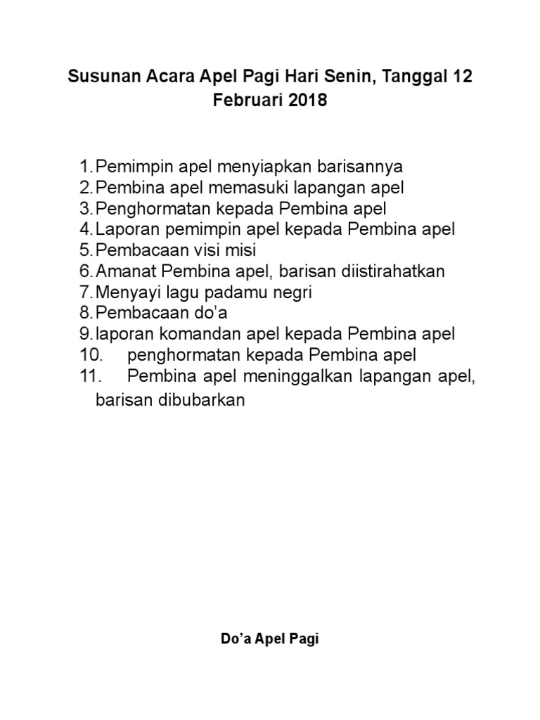 Susunan Acara Apel Pagi