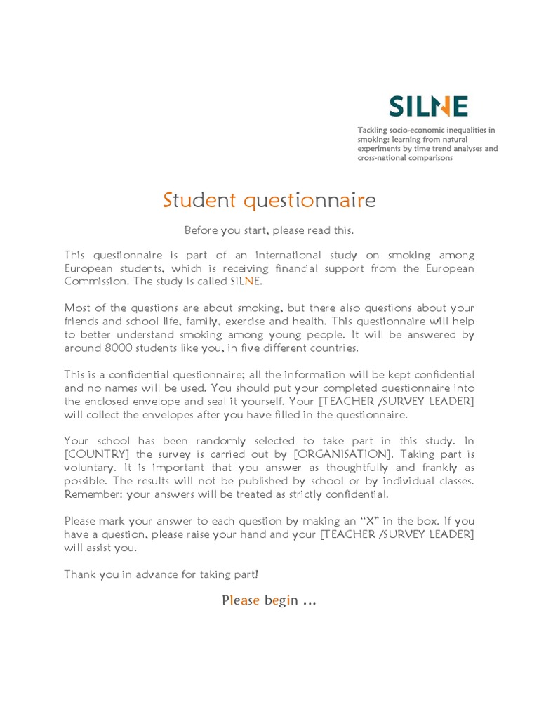 Student Smoking Questionnaire Overview | PDF | Tobacco Smoking | Addiction