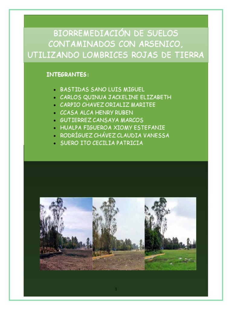 Biorremediación de Suelos Contaminados Con Arsénico Mod. (1) Arsénico La contaminación del agua