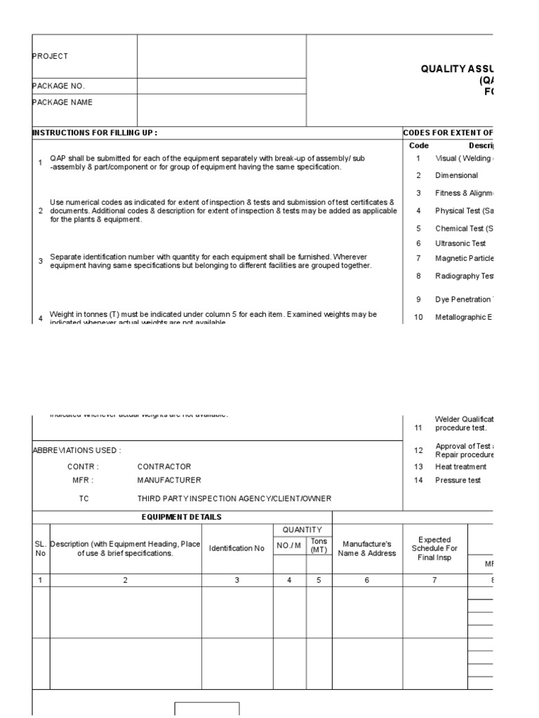 Engg (MM) Qap Format | PDF | Specification (Technical Standard) | Welding
