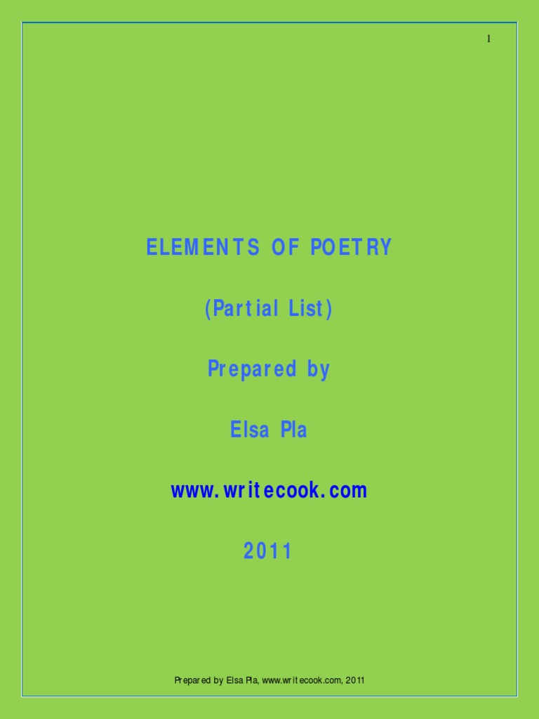 Elements of Poetry A Guide to Poetic Structure, Sound, Imagery