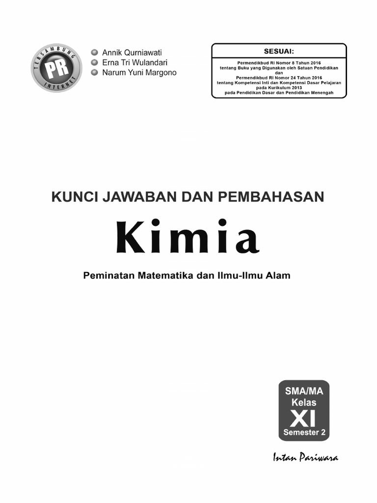 Kunci Jawaban dan pembahasan Lks Kimia kelas 11 semester 2