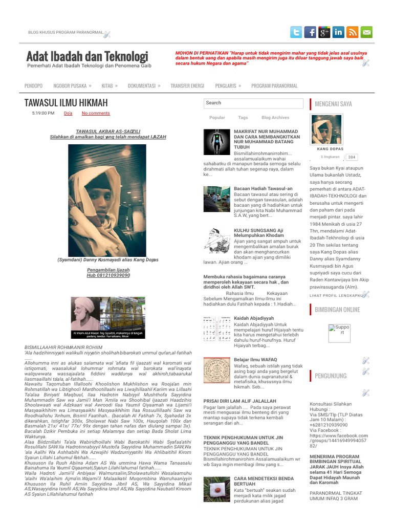 Tawasul Ilmu Hikmah Adat Ibadah Dan Teknologi