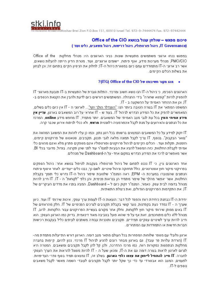 Office of The CIO Round Table Summary | PDF