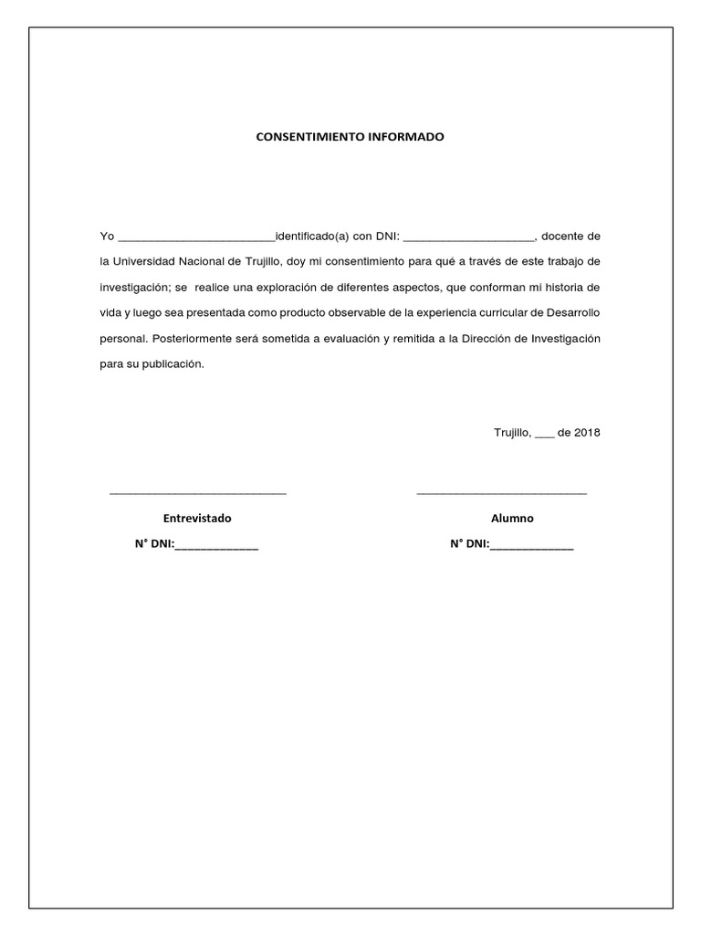 Carta de Consentimiento Informado