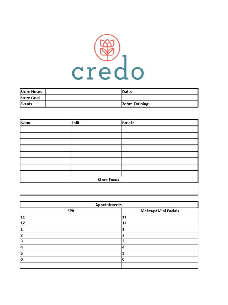 Daily Break Schedule PDF