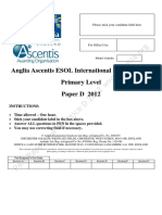 Anglia Ascentis ESOL International Examinations Primary Level Paper D 2012