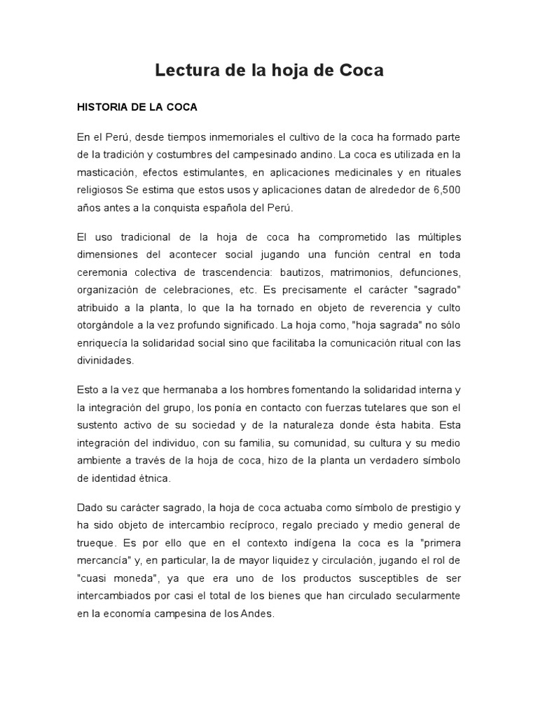 Lectura de La Hoja de Coca PDF