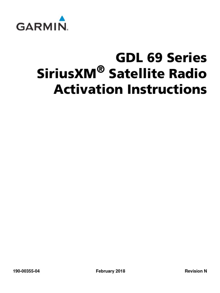 GDL 69 Series Siriusxm Satellite Radio Activation Instructions PDF