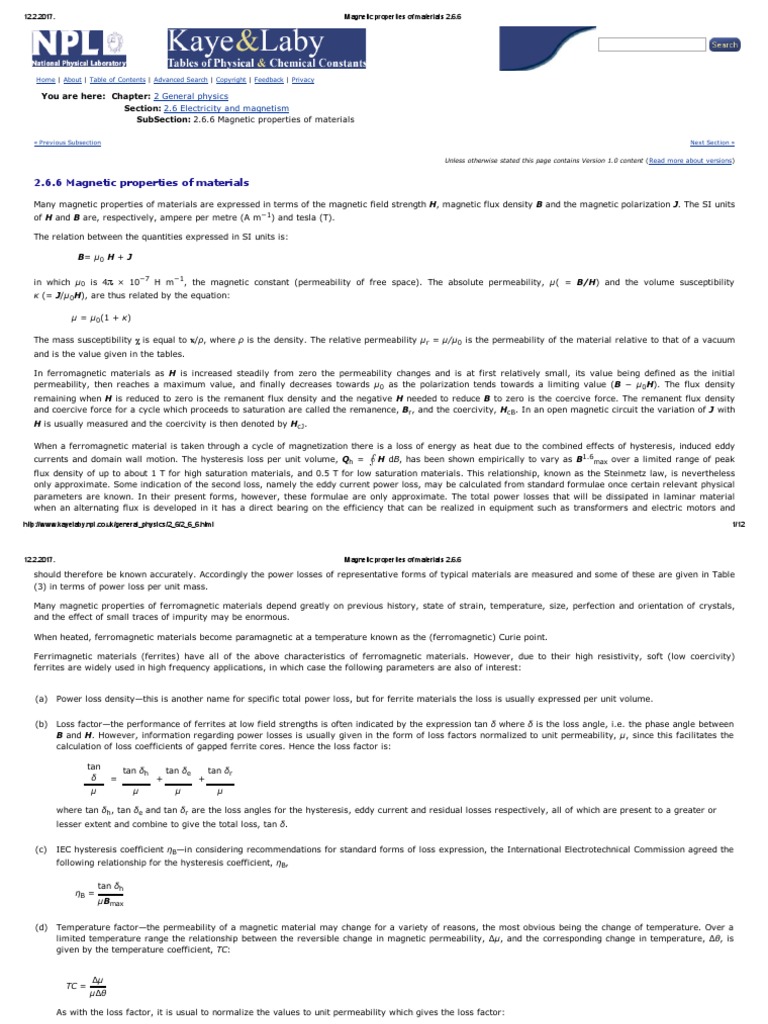Magnetic Properties of Materials 2.6 | PDF | Ferromagnetism | Magnetic ...