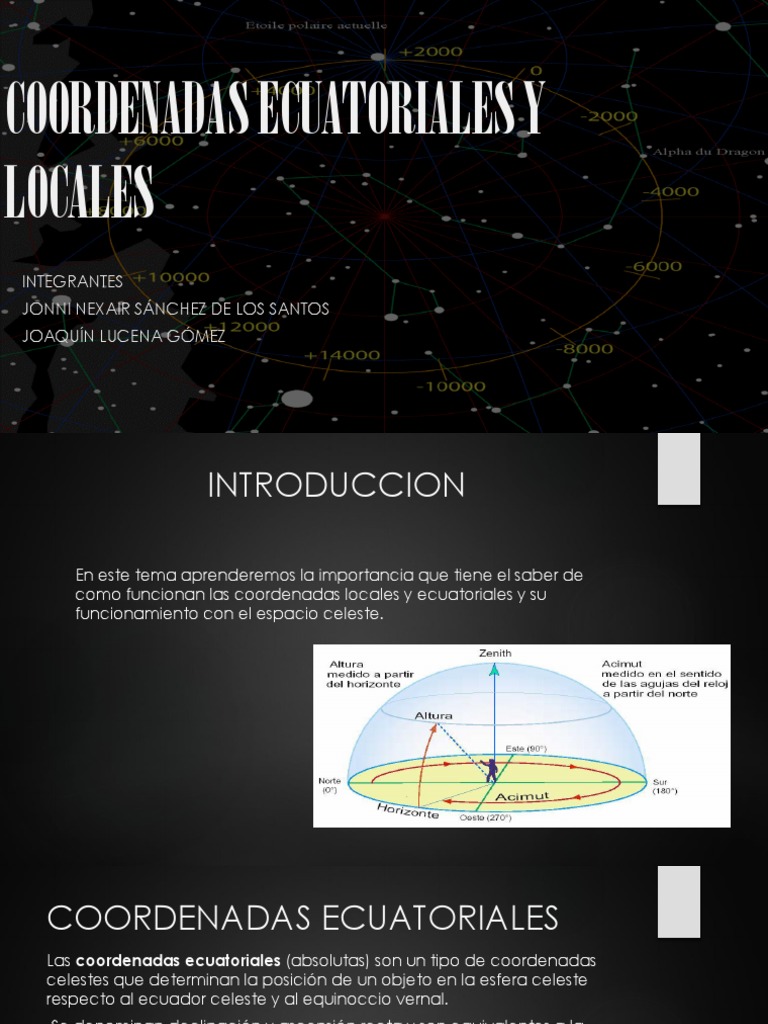 Coordenadas Ecuatoriales y Locales PDF Geometría analítica