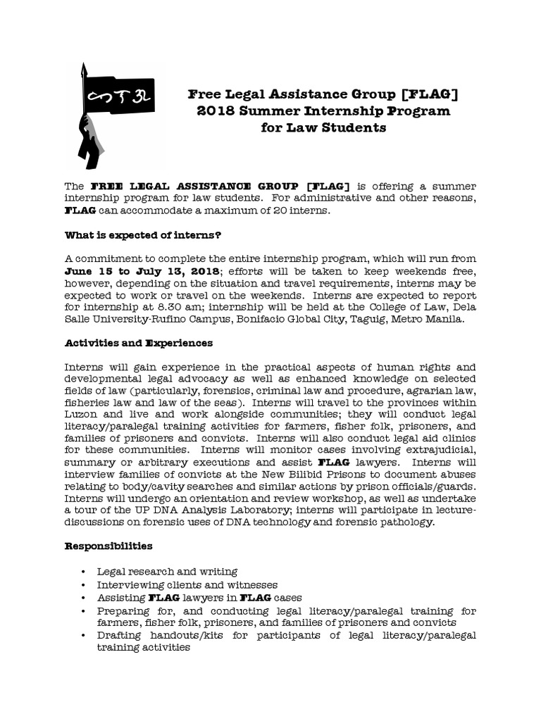 2018 Summer Internship Program Pdf Paralegal Internship