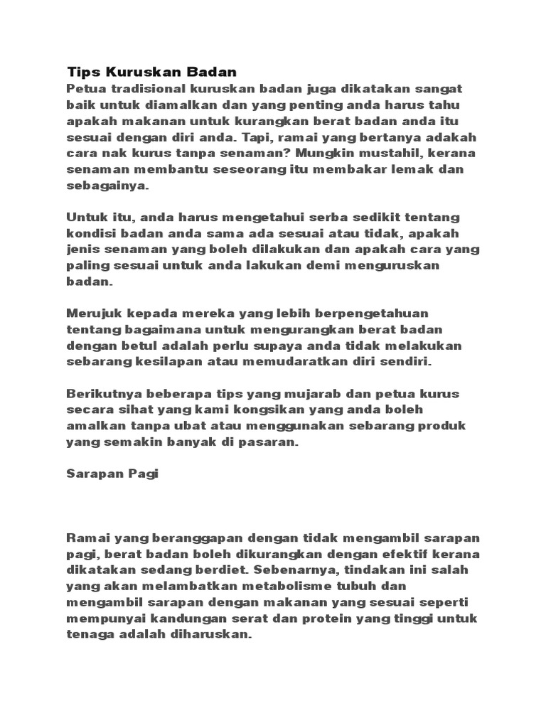 Tips Kuruskan Badan