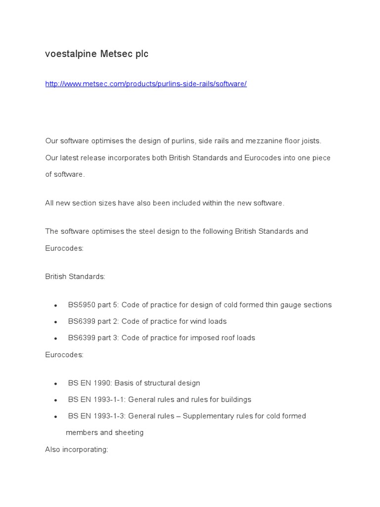 Metsec Design Software Overview | PDF
