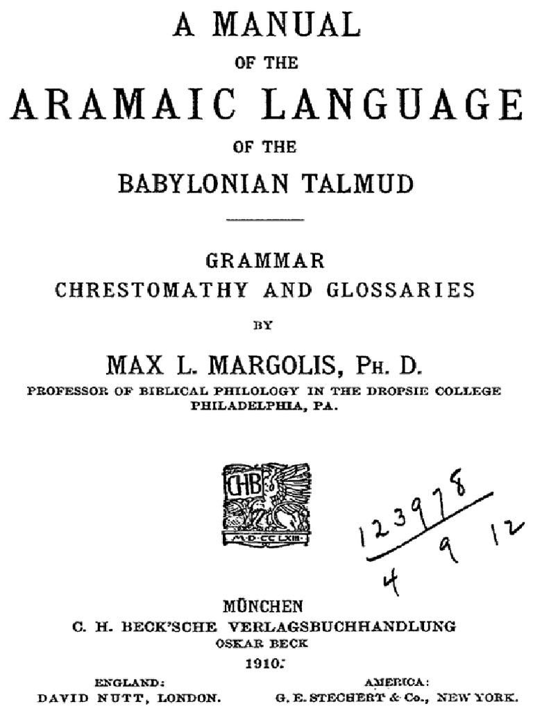 16 A Manual of The Aramaic Language of The Babylonian Talmud PDF | PDF