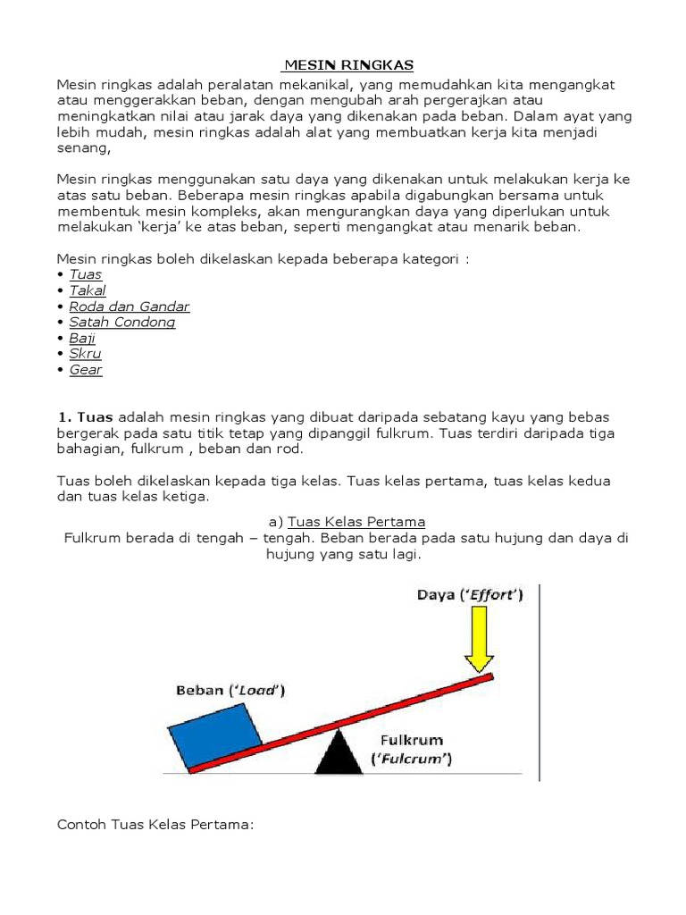 Nota Sains Tahun 6 Mesin Pdf