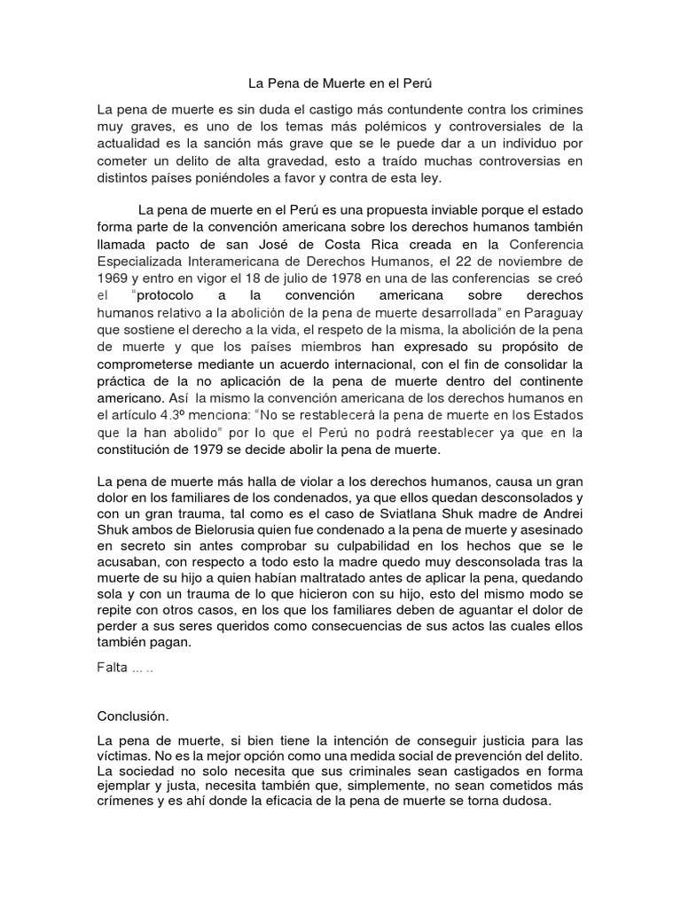 La Pena de Muerte en El Perú | PDF | Pena capital | Castigos