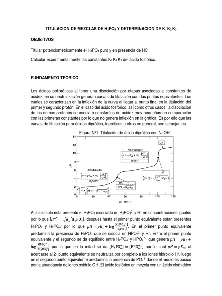 Titulacion de Mezclas de H3po4 y Determinacion de k1 k2 k3 | PDF | Ácido |  Valoración, image size:768x1024