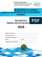 Primera Prueba de Avance de Matemática - Primer Año de Bachillerato 2018