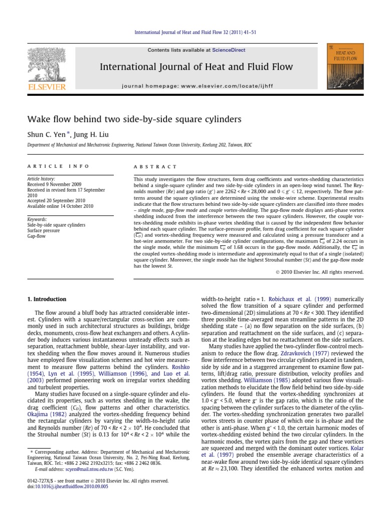 Wake Flow Analysis of Side-by-Side Cylinders | PDF | Vortices | Drag ...
