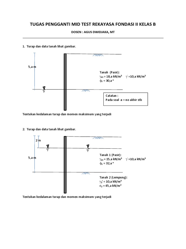 Soal Rekayasa Pondasi Turap Pdf