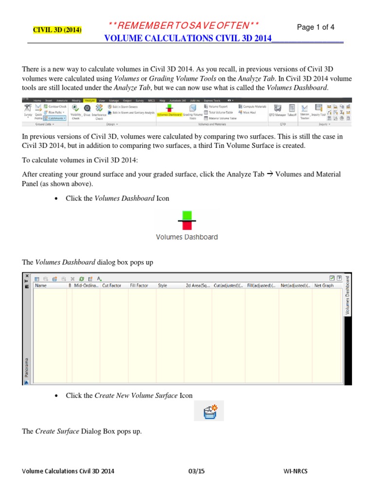 Civil 3D 2014 Calculating Volumes PDF | PDF | Computing | Computing And ...