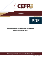 Deuda Pública de los Municipios de México al Primer Trimestre de 2018