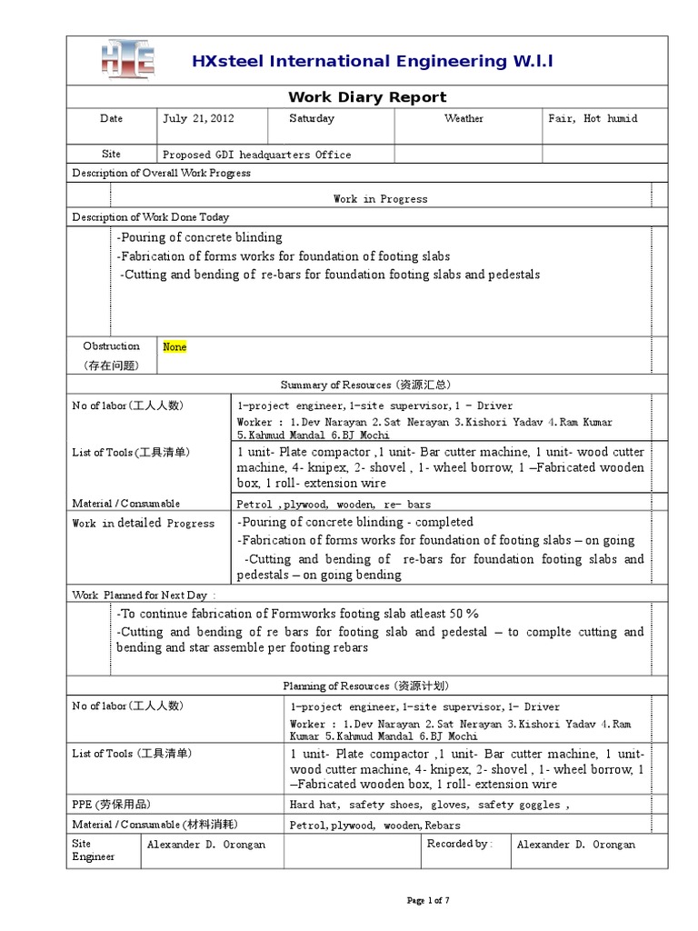 Work Diary (July 21,2012) | PDF | Technology & Engineering