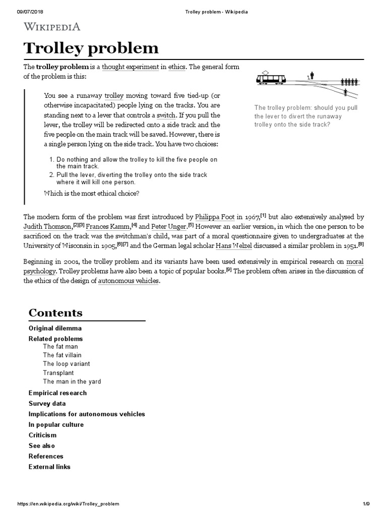 Trolley Problem Original Version – PBGWE