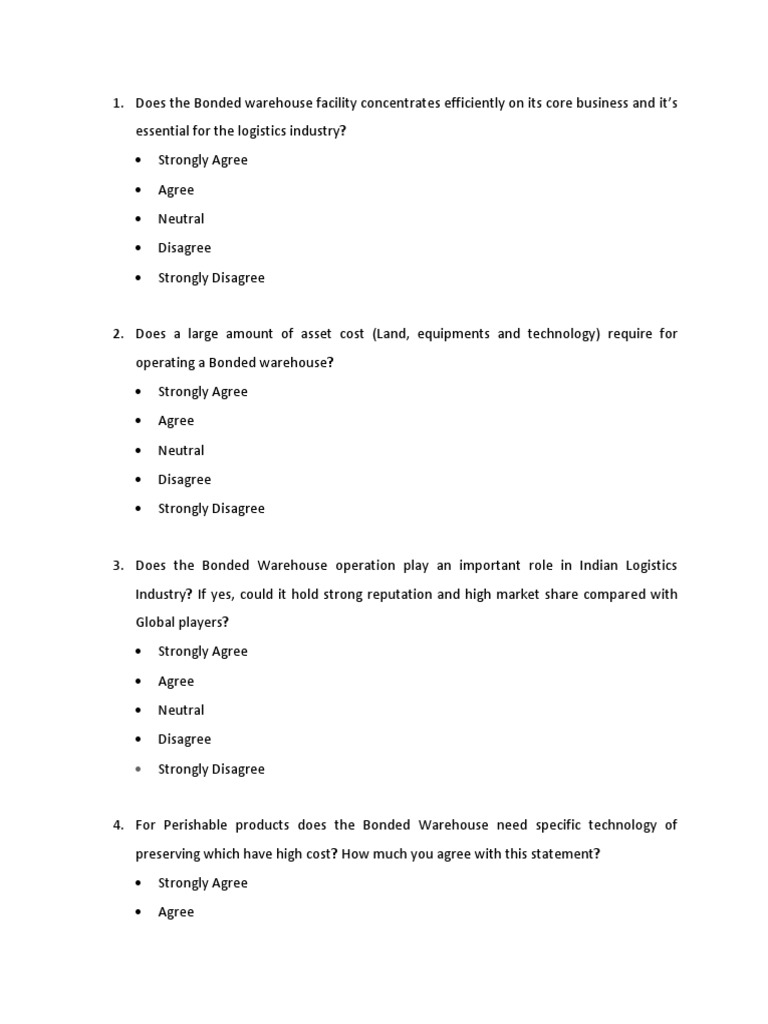 Logistics Project Questionnaire PDF Business Supply Chain Management