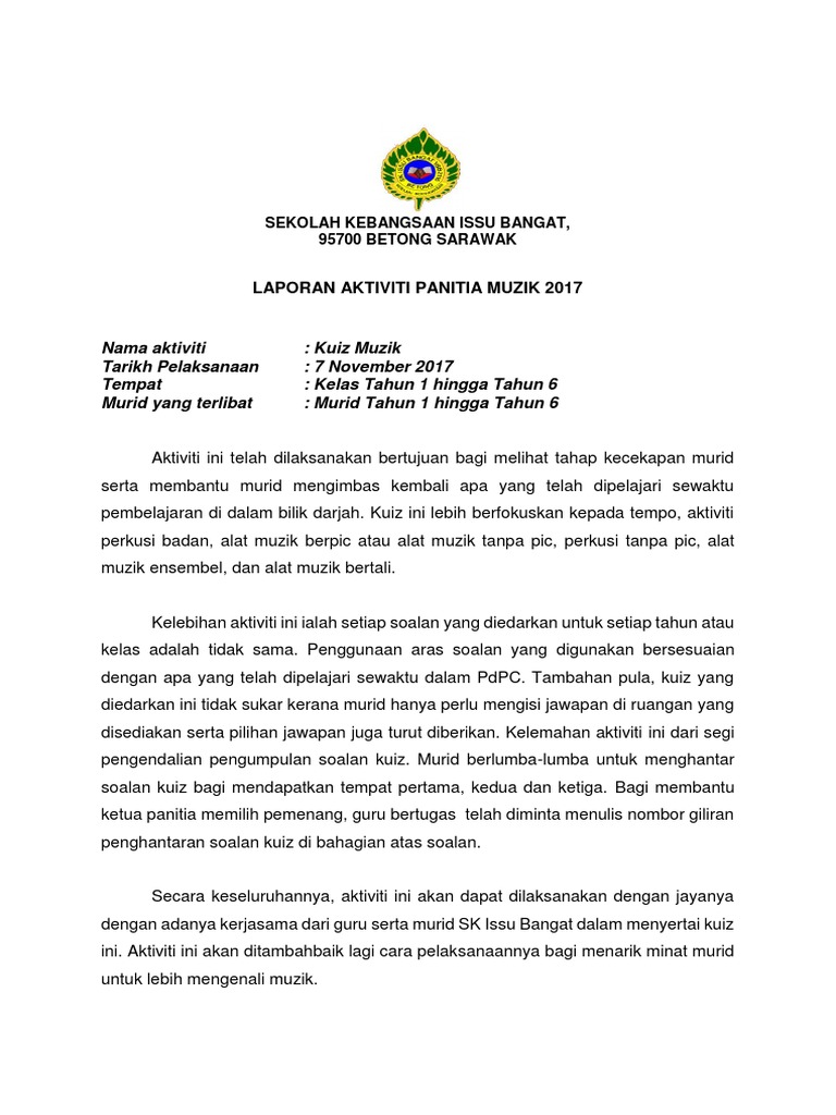 Laporan Aktiviti Panitia Muzik Docx