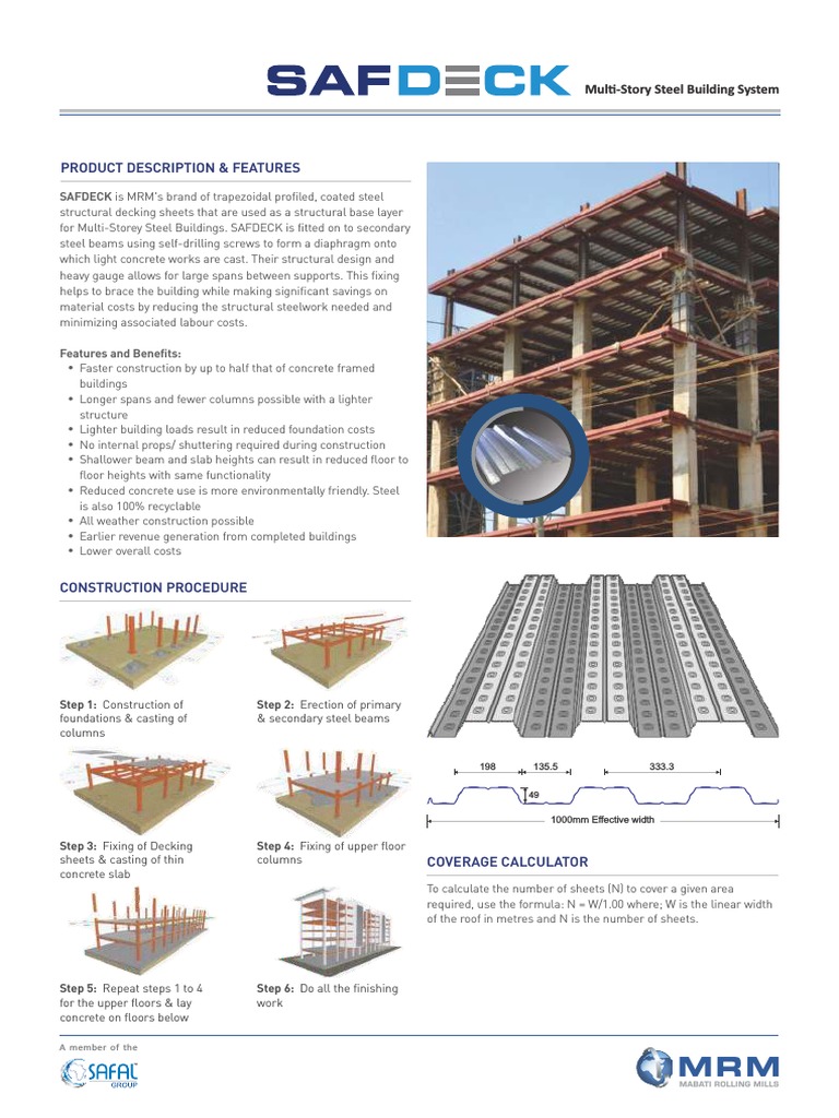 Safdeck Steel Decking Specifications | PDF | Deck (Ship) | Roof