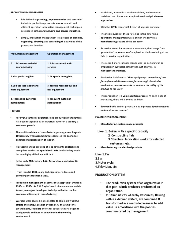 Production Management | PDF | Inventory | Operations Management